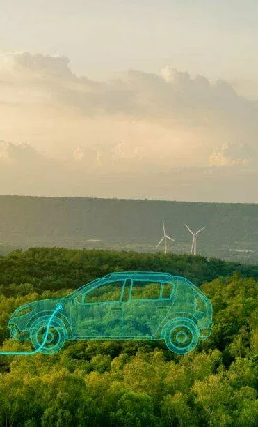 Aerogeneradores en un paisaje verde