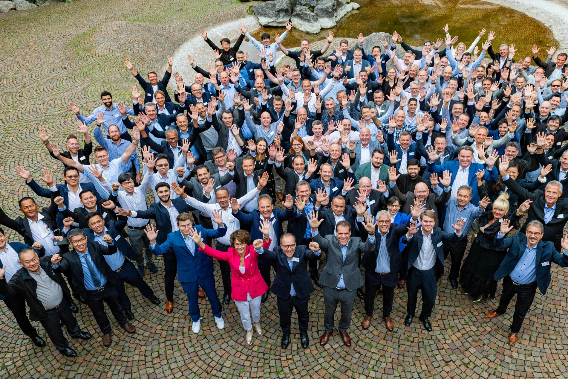 Reunión de personal desde arriba