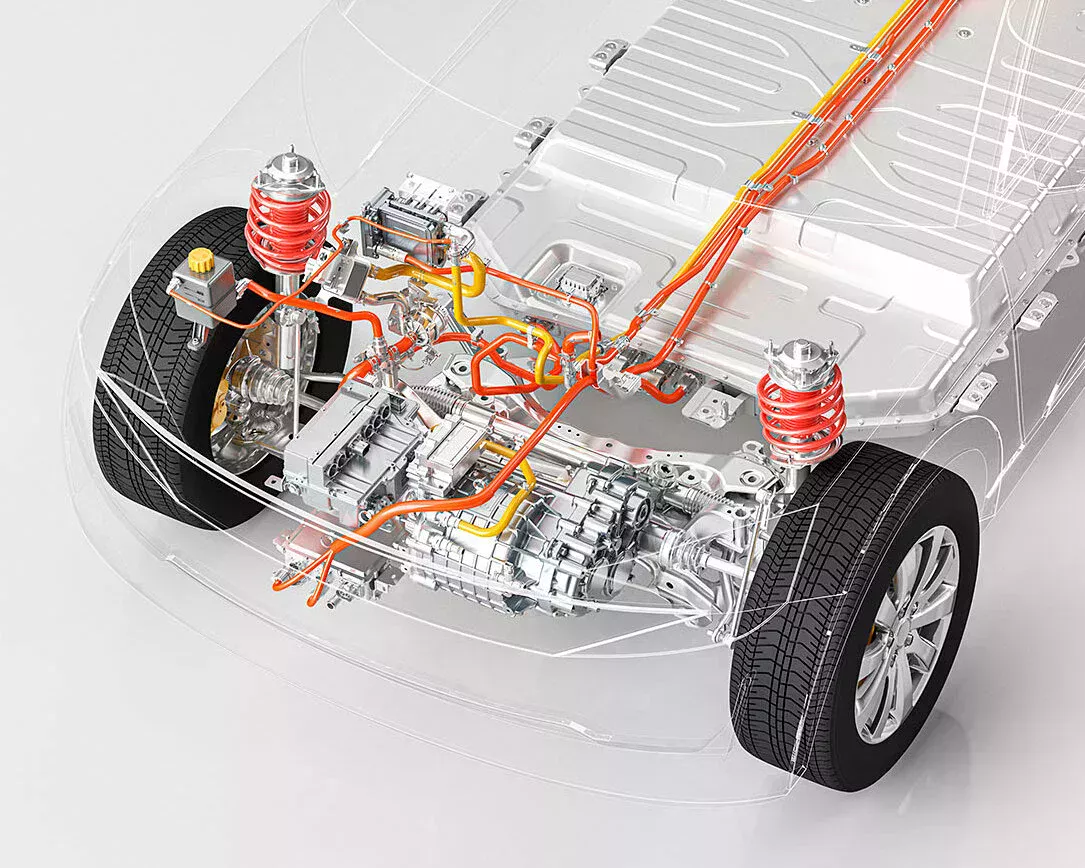 Coche transparente en el que se puede ver el motor